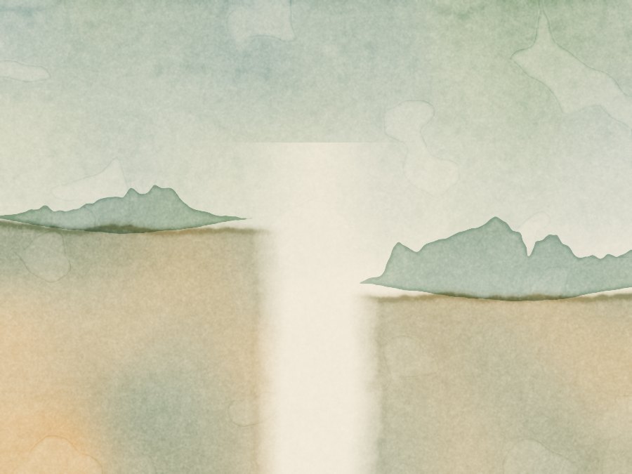 Two painted horizons that do not line up
