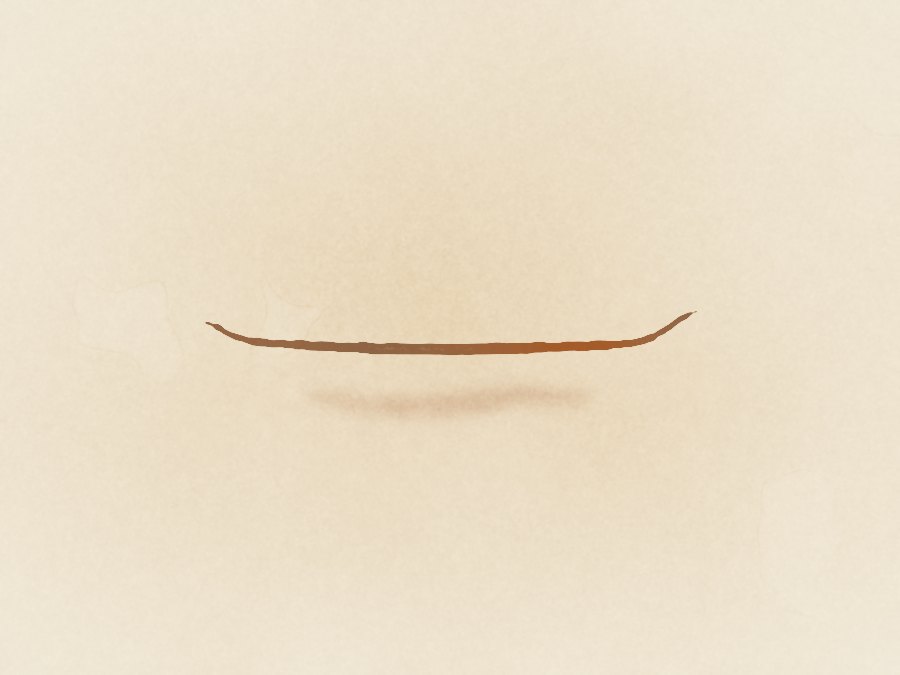 A single brushstroke, almost straight, with both ends turned slightly up